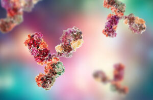 3D illustration of a molecular model of an antibody. 