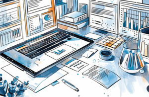 Compliance and Governance, Illustrate a scenario that highlights how advanced document management technologies ensure regulatory compliance and governance standards. The overall style matches the clean, professional, and minimalist theme by lois van baarle --ar 16:9 --sref https://s.mj.run/fzgxjiqyjiM Job ID: b0dfcc5b-6f45-4914-9825-201e4258eeeb