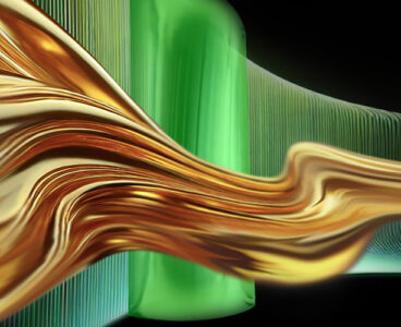 Illustration of ultracold atoms (gold) flowing frictionlessly along a laser boundary (green), representing the quantum phenomenon of edge states.