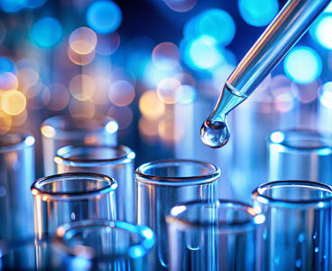 Vibrant and colorful close-up of laboratory test tubes with a liquid dropper Represents a scientific experiment conducted possibly in a medical or chemical laboratory setting