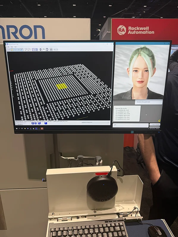 Close-up of the Aww virtual human assistant on the OMRON VT-X interface