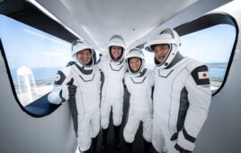 Roscosmos cosmonaut Kirill Peskov, NASA astronauts Anne McClain and Nichole Ayers with JAXA astronaut Takuya Onishi arrived at NASA’s Kennedy Space Center in Florida on March 7, 2025, to begin final preparations for their upcoming mission to the International Space Station.