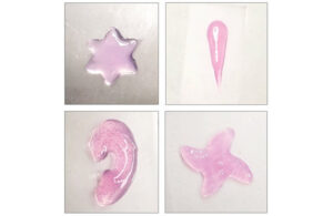 Sample hydrogel polymer structures printed with the novel in vivo sound printing technique.
