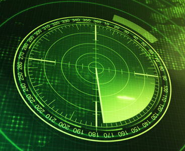 Sonar Screen For Submarines And Ships. Radar Sonar With Object On Map. Futuristic HUD Navigation monitor
