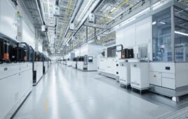 Interior of a semiconductor manufacturing facility with advanced equipment