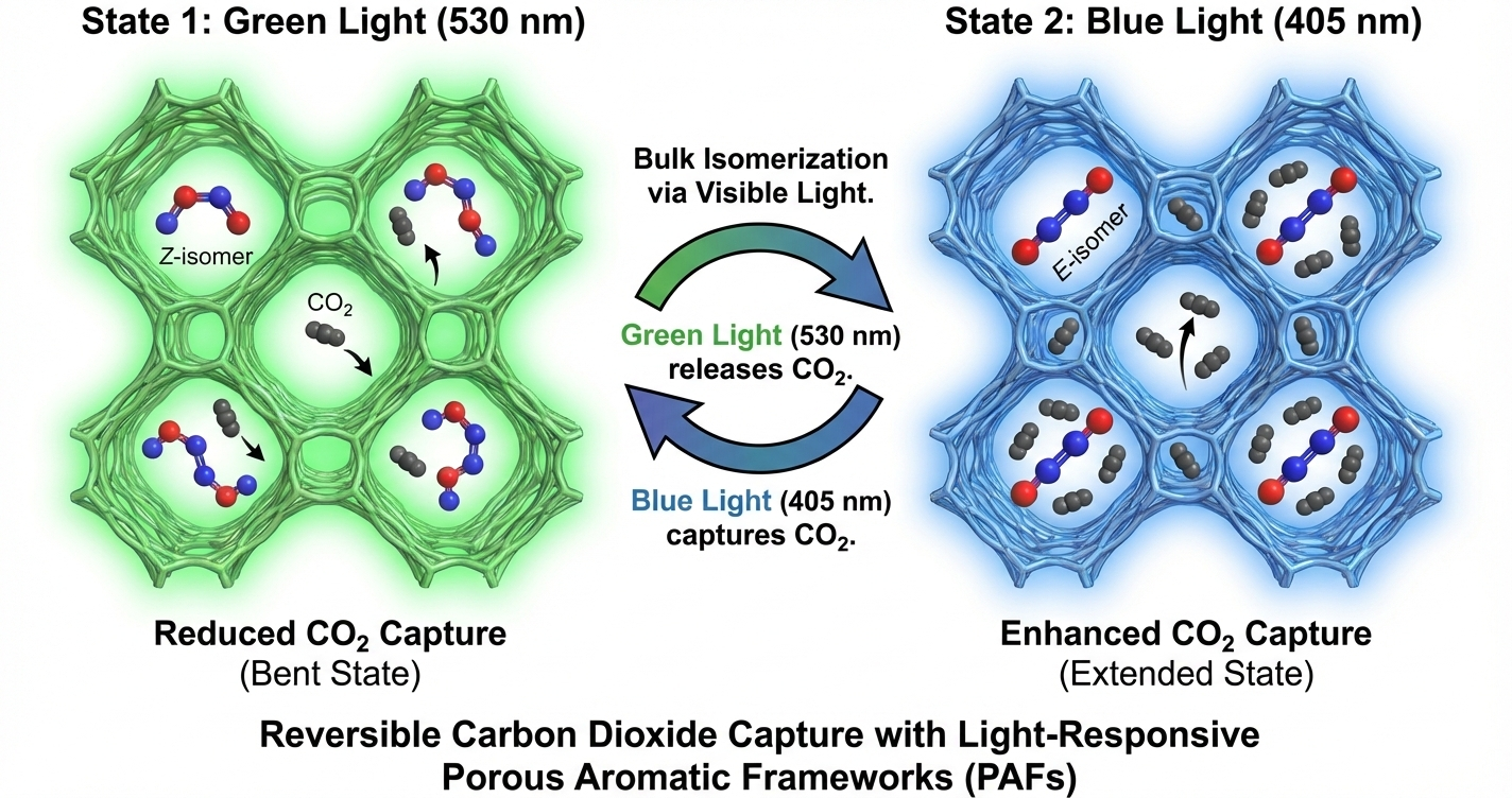 New material captures and releases CO2 in response to visible light
