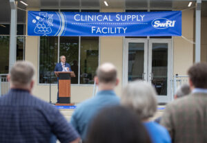 Southwest Research Institute staff and guest attend the ribbon cutting Monday, March 23, 2026, of the Chemistry and Chemical Engineering Division (01) Clinical Supply Facility.