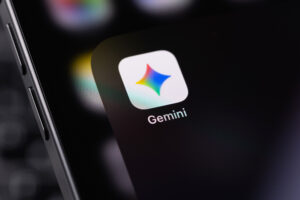 Google Gemini icon mobile app on a screen smartphone iPhone closeup. Gemini is an AI assistant from Google. Batumi, Georgia - January 17, 2026