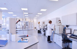 group of scientists working at the laboratory