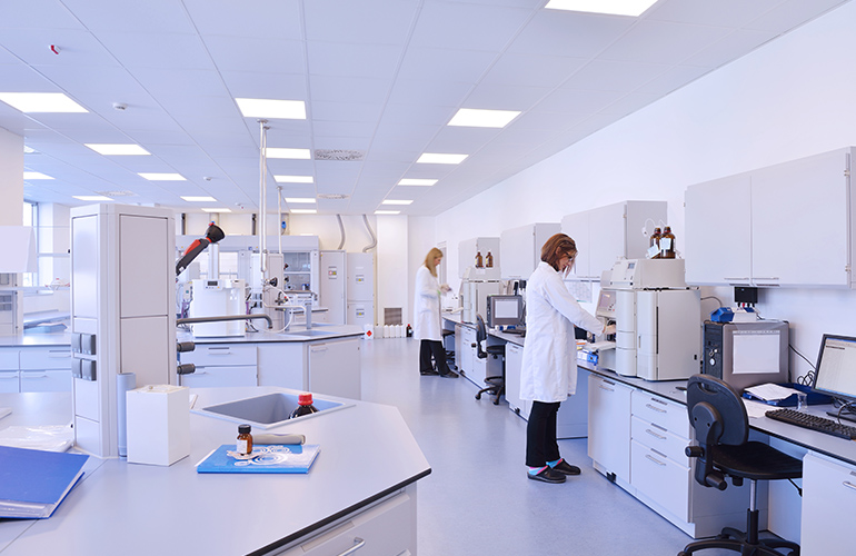 group of scientists working at the laboratory