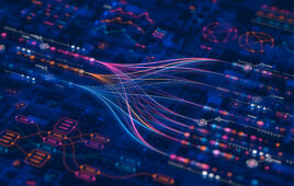 Big data technology Data science analysing artificial intelligence generative AI deep learning machine learning algorithm Neural flow network analytics innovation abstract futuristic. 3d rendering.