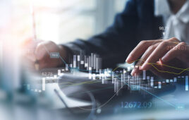 Business, Finance and Investment, data analysis concept. Business woman using calculator to calculate financial report and analyzing market data, business planning, market research