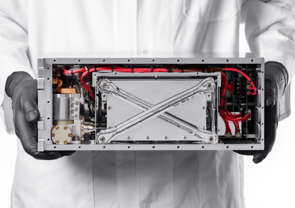 Zenno's Z01 Supertorquer, shown with its housing open to reveal the internal cryocooler, structural truss, and wiring harness. Credit: Zenno Astronautics
