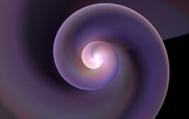 Purple Glowing Spiral Fractal Background Image, Illustration - Vortex repeating spiral patterns, Symmetrical repeating geometric patterns. Abstract design, black background