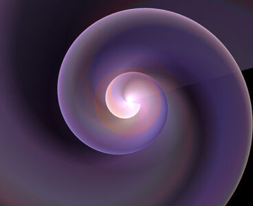 Purple Glowing Spiral Fractal Background Image, Illustration - Vortex repeating spiral patterns, Symmetrical repeating geometric patterns. Abstract design, black background