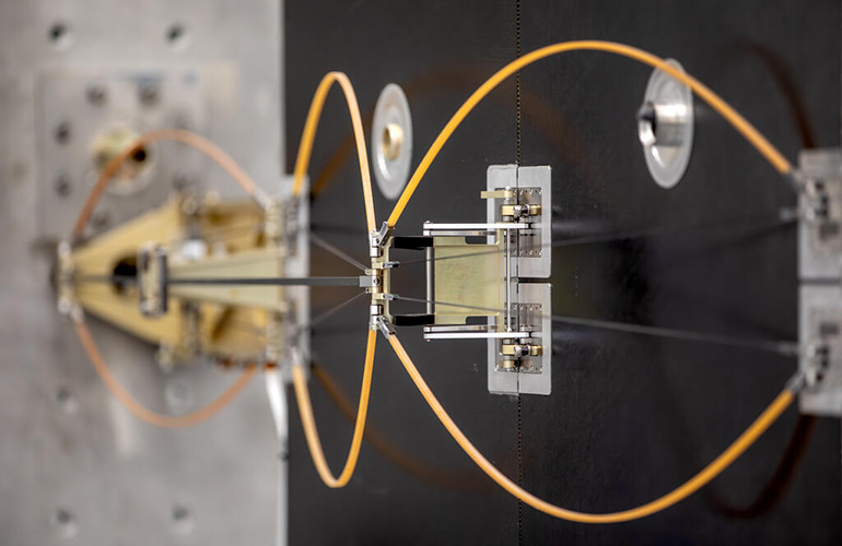 The Space Systems Division (05)-developed Parallelogram Synchronized Truss Assembly (PaSTA), seen Aug. 12, 2025, is a mechanism that will be integrated into the Life-Extension In-orbit Servicer (LEXI) and Astroscale Prototype Servicer for Refueling (APS-R) spacecrafts.