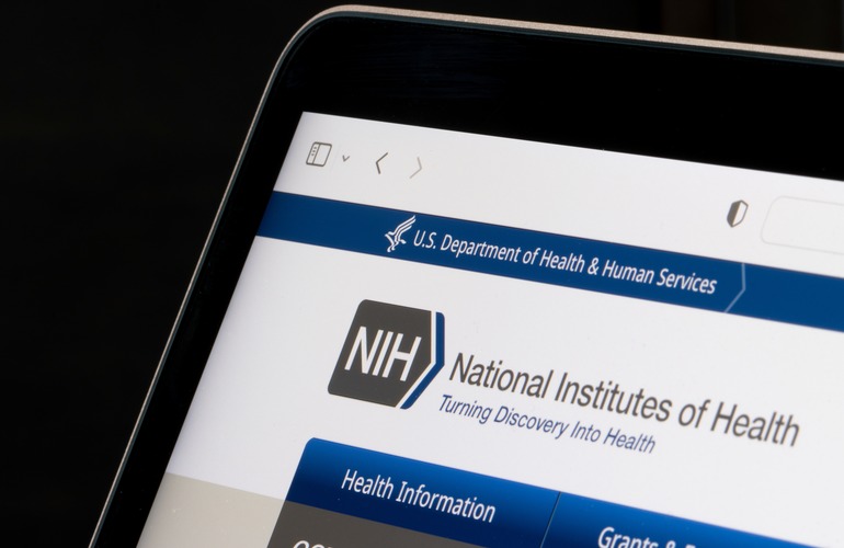 National Institutes of Health website displayed on a laptop screen